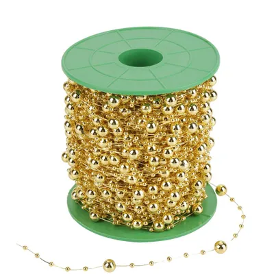 Obrázek produktu pro 60m/Rollelektroplierendes Perlendrahtperlen Girlandschnur DIY Hochzeitsdekoration 3 mm+8 mm (zlatá)