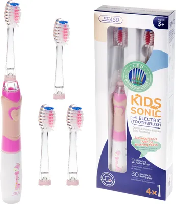 Produktbild von Seago Schallzahnbürste SG-977, Aufsteckbürsten: 3 St., Schallzahnbürste für Kinder rosa