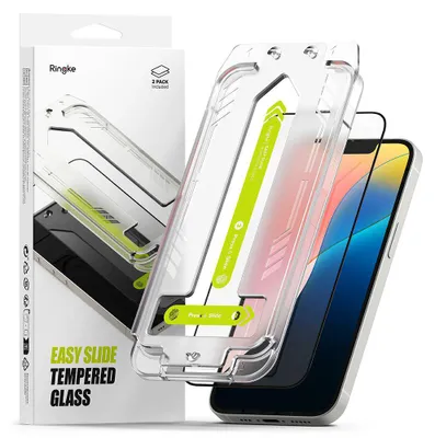 Zdjęcie produktu dla Ringke Easy Slide Tempered Glass 2-pak szkła na iPhone 16e - czarne