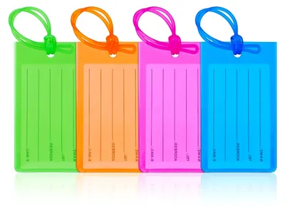 Produktbild von 4 Gepäckanhänger mit Adressfeld, Flexibler Kofferanhänger aus wasserdichtem PVC für Reisen
