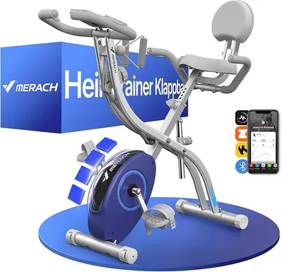 Immagine prodotto di Cyclette pieghevole, cyclette silenziosa con resistenza magnetica a 16 livelli, display LCD, sella confortevole, bici da fitness per uso domestico, design compatto per un allenamento efficace