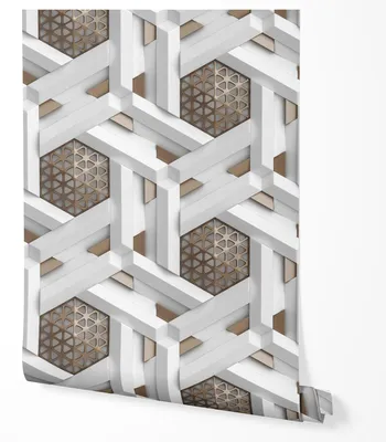 Zdjęcie produktu dla TAPETA NA ŚCIANĘ NOWOCZESNY EFEKT 3D SZEŚCIAN GEOMETRIA BIAŁE LINIE 10m x 0.5m