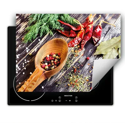 Produktbild von DarHaus Herdabdeckplatte 80x52 cm Anti Rutsch Matte Aufrollbar, Chilli - Holz