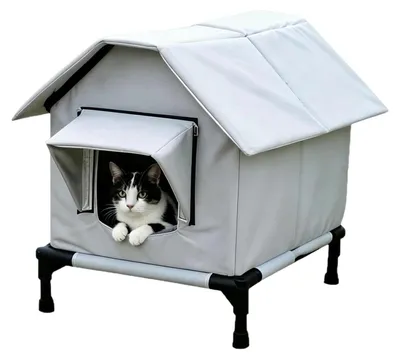 Immagine prodotto di Elzusha - Casetta per gatti da esterno, resistente alle intemperie, con porta doppia isolata
