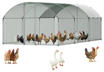 Produktbild von VEVOR Hühnerstall, 3x6x2 m, begehbarer Hühnerauslauf mit Abdeckung, Hühnerhaus mit Kuppeldach & Sicherheitsschloss, Enten- & Kaninchenkäfig, Geflügelgehege für Hinterhof, Bauernhof, Hof