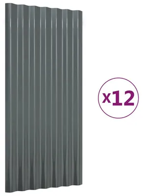Imagen del producto de Paneles tejado 12 unidades acero galvanizado antracita 80x36 cm