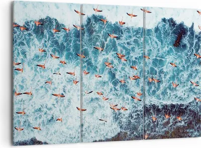 Produktbild von Bild auf Leinwand - Leinwandbild - 3 Teile - Flamingos Karibik Vögel - 105x70cm - Wand Bild - Wanddeko - Wandbilder - Leinwanddruck - Bilder - Wanddekoration - Leinwand bilder - CE105x70-5013