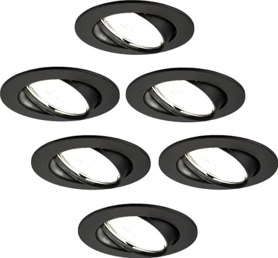 Produktbild von Ledvion LED Einbaustrahler 6er Set Rund Schwarz 3W dimmbar Neutralweiss