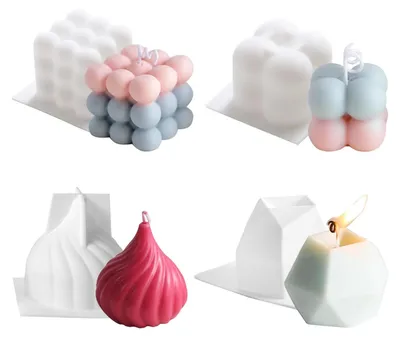 Produktbild von 4 Stück Bubble Kerzenform Kit, 3D DIY Bubble Silikonform Kerze, Silikon Kerzenformen zum Gießen als Heimdekorationen, Bastel Ornamente, DIY Duftkerze, Seife