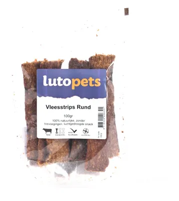 Produktbild von Lutopets Fleischstreifen Rind – 100 g – Getrocknete Hundesnacks mit Rind