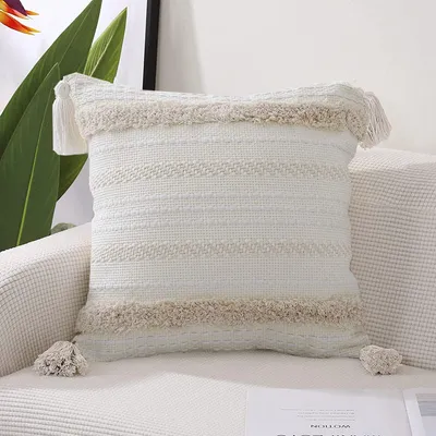 Zdjęcie produktu dla Poszewka na poduszkę z frędzlami, 45 x 45 cm, do sofy i fotela