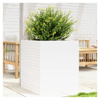 Produktbild von Pflanzkübel Weiß 60x60x68,5 cm aus Kiefernholz, Blumentopf für Balkon, Terrasse und Garten