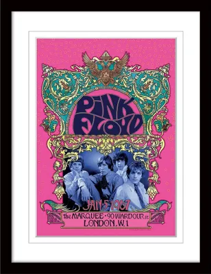 Image de Pink Floyd - Poster encadré "1967" PM5640 (40 cm x 30 cm) (Rose/Blanc/Noir)