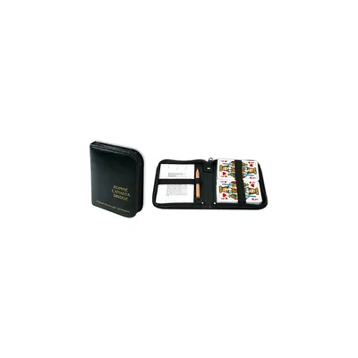 Obrázok produktu pre ASS Altenburger 22570064 - kartová hra Rummy 2 x 55 kariet vo formáte 59 x 91 mm + ceruzka + blok + brožúra s pravidlami, v elegantnom koženkovom puzdre, vhodná aj pre kanastu a bridž