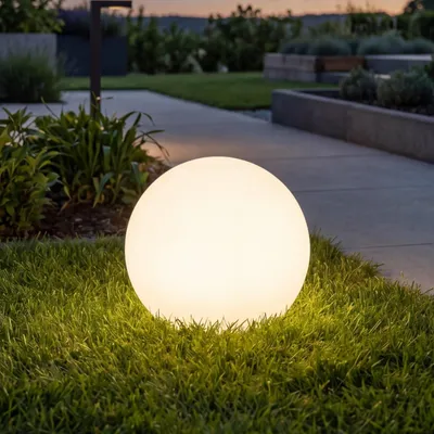 Produktbild von LED Kugelleuchte dimmbar Fernbedienung Farbwechsel RGBW IP68 schwimmend Solar Ø 30 cm Weiß wasserdichte Außenleuchte Wegeleuchte Garten Haus
