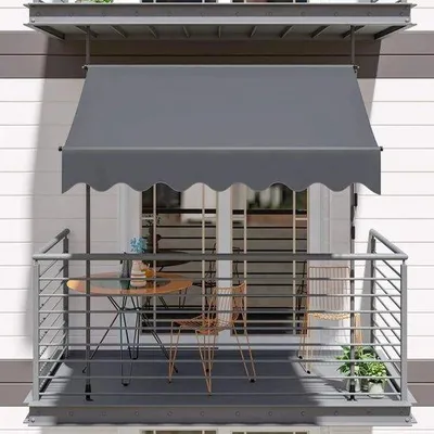 Produktbild von Famanu Balkon-Sonnenschutz - Ausziehbar, UV- und Wasserbeständig - Grau