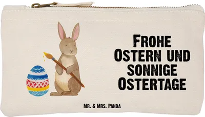 Produktbild von Mr. & Mrs. Panda Waschtasche Hase Eier Malen Größe S Klein - Weiß - Geschenk, Osterhase, Make-Up Tasche, Mäppchen, Ostern, Frohe, Kaninchen, Ostergrüße, kosmetiktäschchen