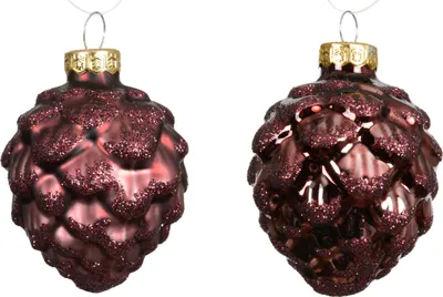 Produktbild von Christbaumschmuck Zapfen 7cm Glas 6 Stück - Kastanienbraun