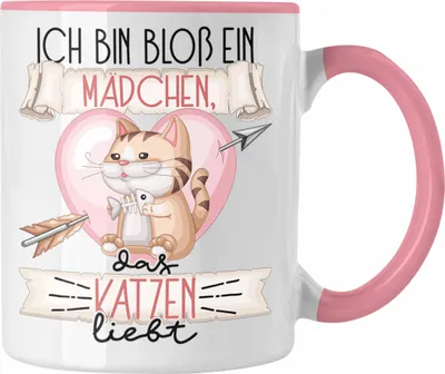 Produktbild von Trendation - Katzen Tasse Geschenk Frauen Ich Bin Bloß Ein Mädchen Das Katzen Liebt Katzenliebhaberin Geschenk Spruch Geburtstag (Rosa)