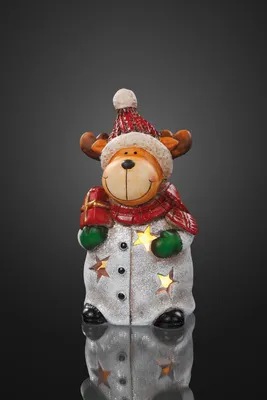 Produktbild von LED Figur Leuchte RGB Rentier Keramik Deko Weihnachten Batterie Licht