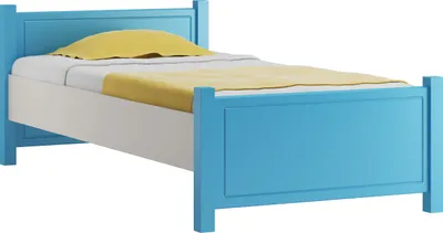 Produktbild von Bettrahmen für Kinder / Kinderbett 80 x 200 cm | Massivholz: Kiefer | Weiß / Blau Lackiert