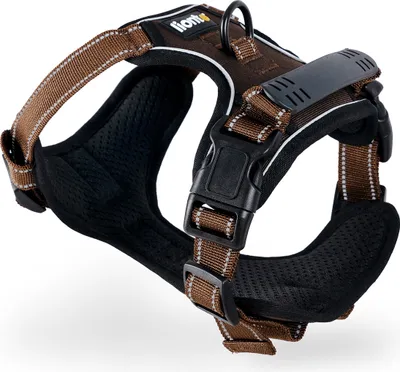 Produktbild von lionto Hundegeschirr gepolstert und reflektierend, Größe S, braun