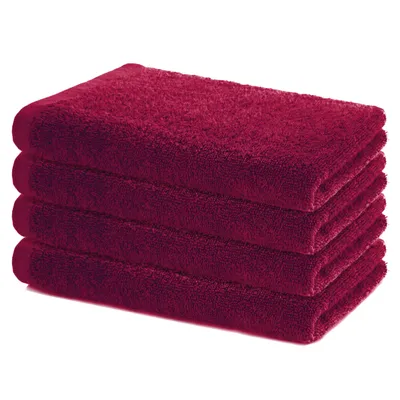 Produktbild von Lavea® Sydney 4er Handtücher Set, Handtuch Baumwolle, Frottee Fitness-Handtuch, 100% Baumwolle, 60 °C waschbar, Frottee, 4 Stück, 40 x 70 cm, Bordeaux