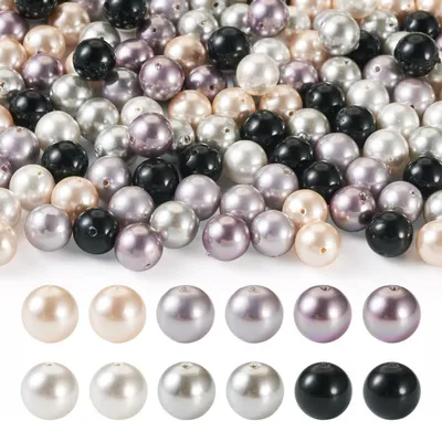 Obrázek produktu pro Perlové korálky, 150 kusů, 8 mm, kulaté, leštěné, 6 barev, vhodné pro výrobu šperků, otvor 1 mm