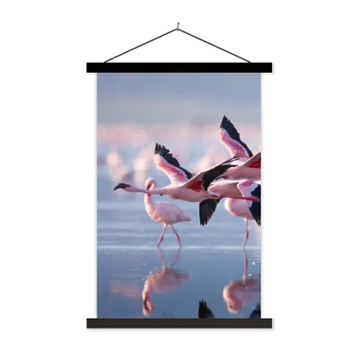 Produktbild von MuchoWow® Textilposter Flamingo - Vogel - Wasser - Rosa 40x60 cm mit schwarzem Rahmen - Wanddekorationen