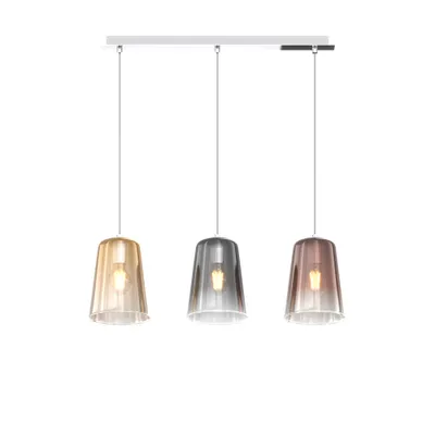 Obrázok produktu pre Súčasné zavesenie Rect. Shaded Metal Chrome Glass Multicolour 3 svetlá E27