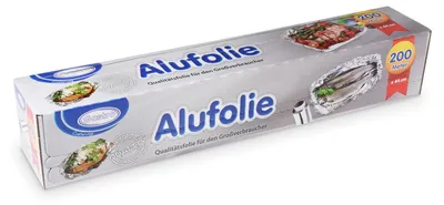 Produktbild von 1 Rolle Alufolie in praktischer Spenderbox mit Abriss-Schiene 44 cm x 200 m 11 my