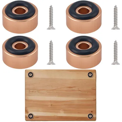 Image de Pieds antidérapants pour planches à découper - Fabriqués en silicone antidérapant avec vis - Pour cuisines et planches à découper - Dimensions : 2 cm x 1,1 cm (0,79 x 0,43 pouces) - Couleur : doré - Lot de 4 pièces