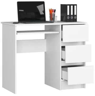 Produktbild von Schreibtisch 90cm mit 3 Schubladen und Tastaturauszug Computertisch Arbeitstisch