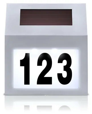 Productafbeelding van LILIIN Zonnepaneel huisnummerlamp LED, roestvrij staal, met schemerschakelaar, 2 LED's, siliconen zonnepaneel, zilver