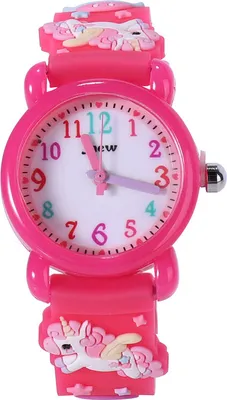 Produktbild von Kinderuhren 3D Gute Cartoon wasserdicht Quarz Silikon Geburtstagsgeschenk für 3-10 Jahre Mädchen kleines Kind,Rosen rot