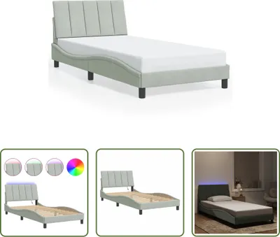 Obrázok produktu pre The Living Store Rám postele s LED svetlami svetlosivý 100x200 cm zamat