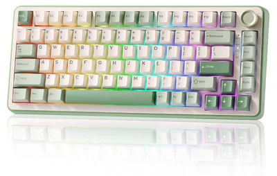 Image de Clavier mécanique, format 75%, couleur vert matcha, système de remplacement à chaud, rétroéclairage RGB