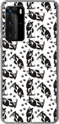 Produktbild von MuchoWow® Handyhülle Schutzhülle Hülle für Telefoonhoesje Huawei P40 Pro Muster - Katze - Schwarz - Weiß - Jungen - Mädchen - Kinder - Kind Silikon Softcase Handy Hülle - Schutz