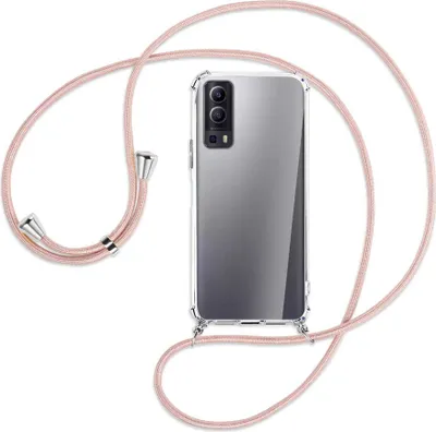 Produktbild von Handykette Backcover-Schutzhülle mit Band (Metall silberfarben) für vivo Y52 5G / Y72 5G / vivo iQOO Z3 - roségold