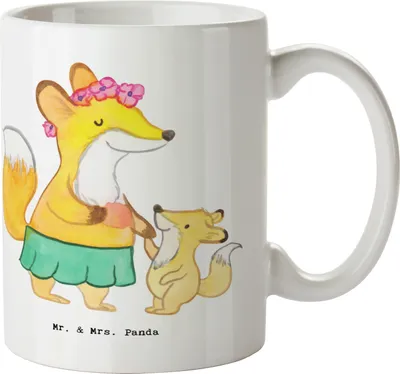 Produktbild von Mr. & Mrs. Panda Tasse Mutter Herz - Weiß - Geschenk, haferl, Becher, Trinkbecher, Teetasse, Kaffeebecher