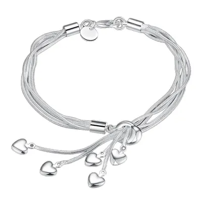 Produktbild von Damen Armband Silber Mehrreihig mit Herz Anhänger, J0766