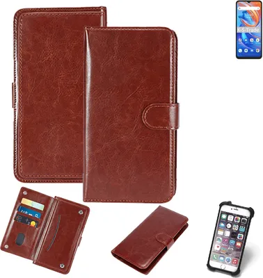 Produktbild von K-S-Trade 360° Hülle kompatibel mit UMIDIGI A13S braun Kunstleder Case BookCase WalletCase Kunstlederederhülle Handyhülle, Rundumschutz Bumper