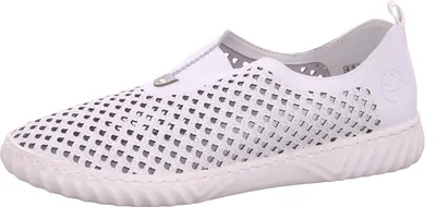 Produktbild von Rieker Damen Slipper Perforierung Halbschuh Leder N0965, Größe:39 EU, Farbe:Weiß