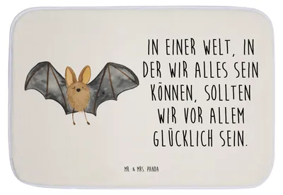 Produktbild von Mr. & Mrs. Panda Badematte Fledermaus Flügel - Weiß - Geschenk, Gute Laune, Badvorleger, Duschvorleger, duschmatte, Badezimmerteppich, Badteppich