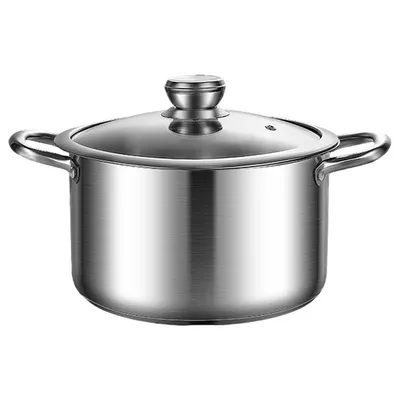Produktbild von Kochtopf Edelstahl, Groß Topf Nudeltopf Induktion,mit 3-Lagen Boden für alle Herdarten, Glasdeckel, 26cm Suppentopf Fleischtopf zum Kochen