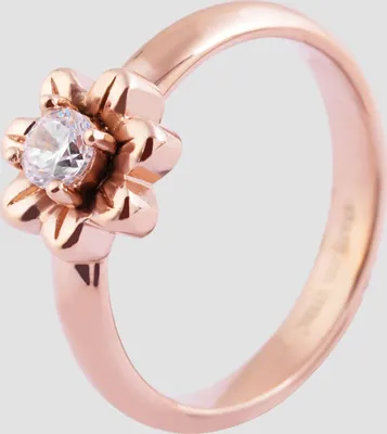 Produktbild von Akzent Damenring aus Edelstahl, floraler Ringkopf, roségoldfarben