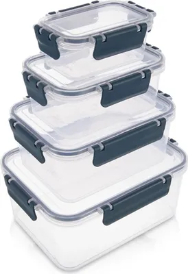 Image de Ensemble de 4 boîtes de conservation hermétiques, sans BPA, de différentes tailles.