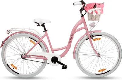 Produktbild von Goetze Style 28 Zoll City Bike, 46 cm Tiefeinsteiger, 1-Gang mit Rücktrittbremse hinten & V-Bremse vorne, LED-Beleuchtung, Rattankorb mit Bezug