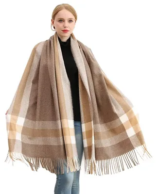 Imagen del producto de Omgoods - Bufanda de lana de cachemira suave para mujer, gran chal de pashmina en color caramelo