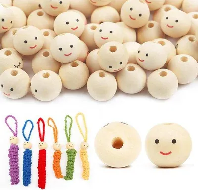 Produktbild von Naturrunde Holzperlen 20mm für Gesichtspflege - Set aus 80 Stücken